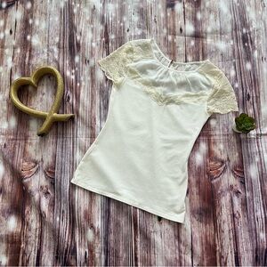 Express White Fitted Lace Blouse